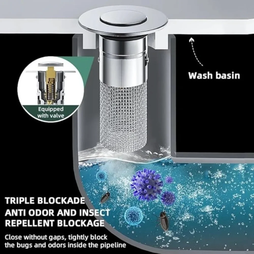 Chrome Drain Basket Sink Filter